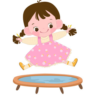 卡通风益智游戏泡泡裙女孩蹦蹦床