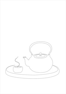 线条茶壶茶碗