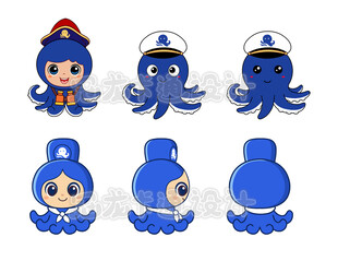 蓝色章鱼卡通形象挂件