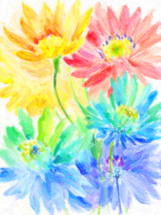 水彩绘多彩花卉
