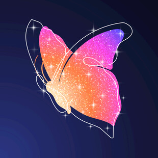 梦幻渐变色彩蝴蝶插画