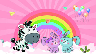 卡通动物背景墙