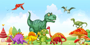 卡通恐龙背景墙