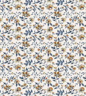 蓝橙花卉图案纹理背景