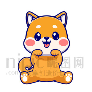 可爱柴犬抱物卡通形象