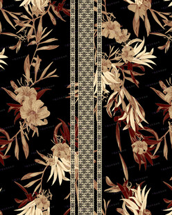 复古花卉黑金图案纹理