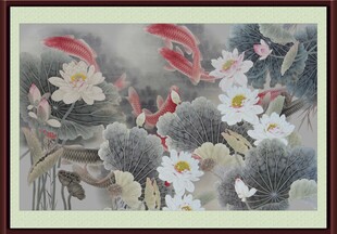 荷花鲤鱼图  8869