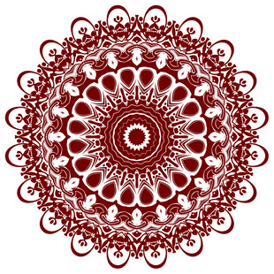 红色曼陀罗花纹饰图案