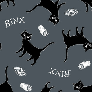 黑猫幽灵图案无缝背景