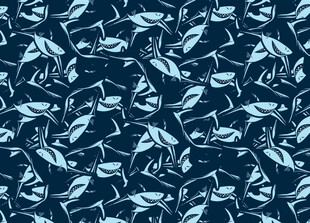 蓝底叶形图案纹理设计 鲨鱼