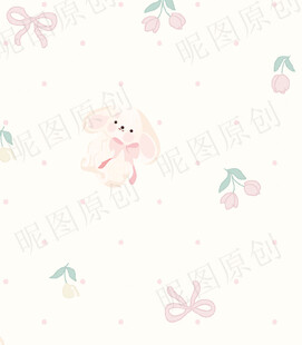 粉色萌趣兔子樱桃