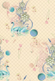 梦幻孔雀花卉图案背景