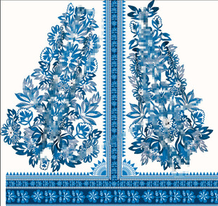 定位花 青花 民族风 腰果