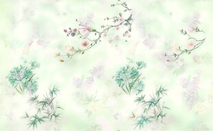 水墨风花卉枝叶图案