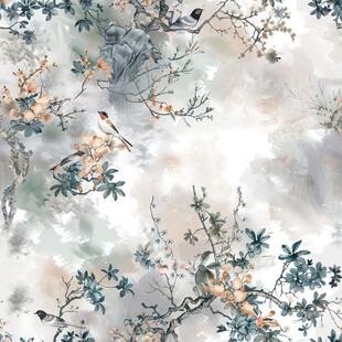 中式花鸟水墨风背景图