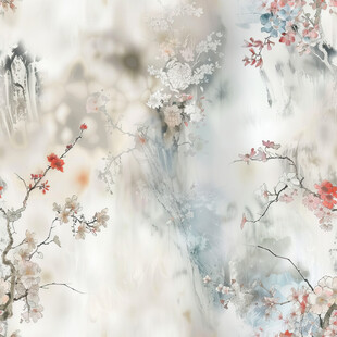 水墨梅花山水意境图