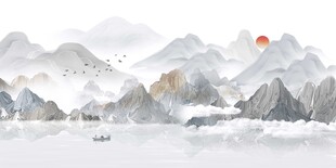 国画水墨山水风景画