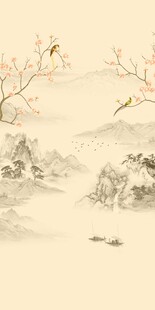 水墨山水复式楼玄关