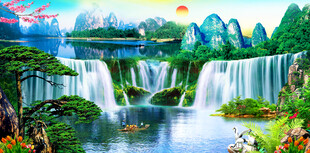 旭日东升风景壁画