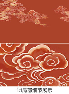 祥云背景墙壁画