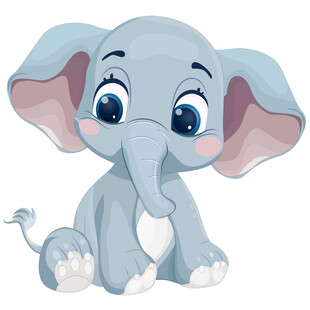 卡通风可爱大象看图识物动物卡片