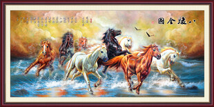 油画八骏图