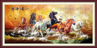 油画八骏图