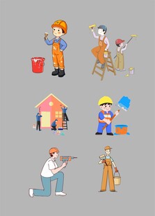 卡通建筑工人矢量素材