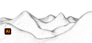 手绘简约山脉风景图