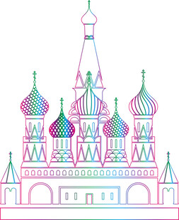 城堡 彩色线条勾勒的莫斯科建筑
