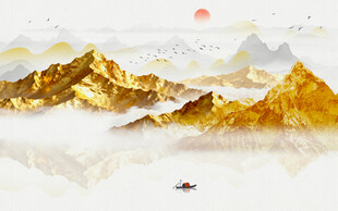 金箔山水画背景墙