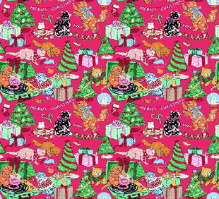 粉色花卉动物图案无缝背景