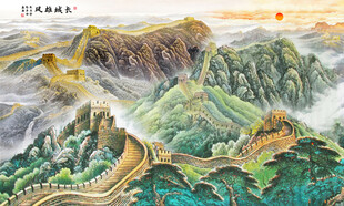 万里长城国画电视背景墙