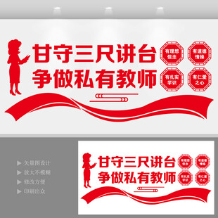 争做四有教师校园文化背景墙