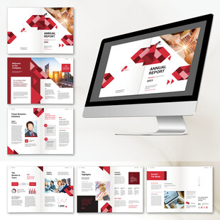 红色商务风宣传画册ID模板展示