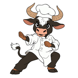 可爱牛厨师卡通形象