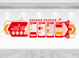 红色企业文化墙