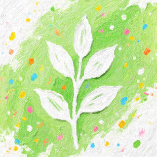 清新自然绿叶水彩画
