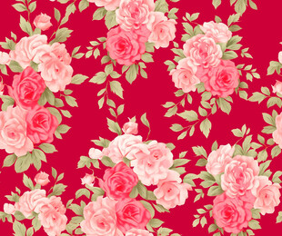 红色花卉图案背景