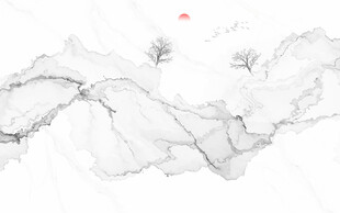 新中式壁画山水画电视背景墙