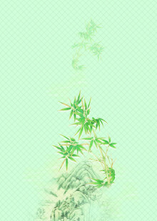 水墨风翠竹山石图