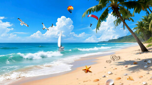 蓝天白云大海沙滩