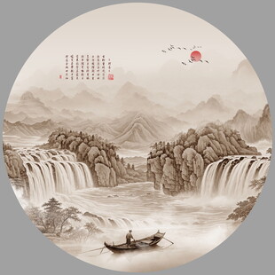 圆形山水画