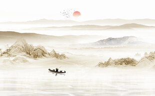 中式屏风山水画