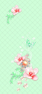 清新绿底花卉图案背景