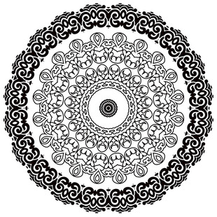 圆形黑白花纹花边