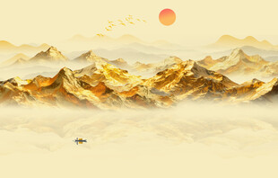 金色山水画