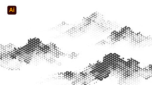 水墨山峦意境图