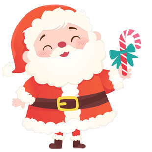 圣诞节圣诞老人拿糖果开心大笑