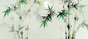 新中式水墨竹子山水画